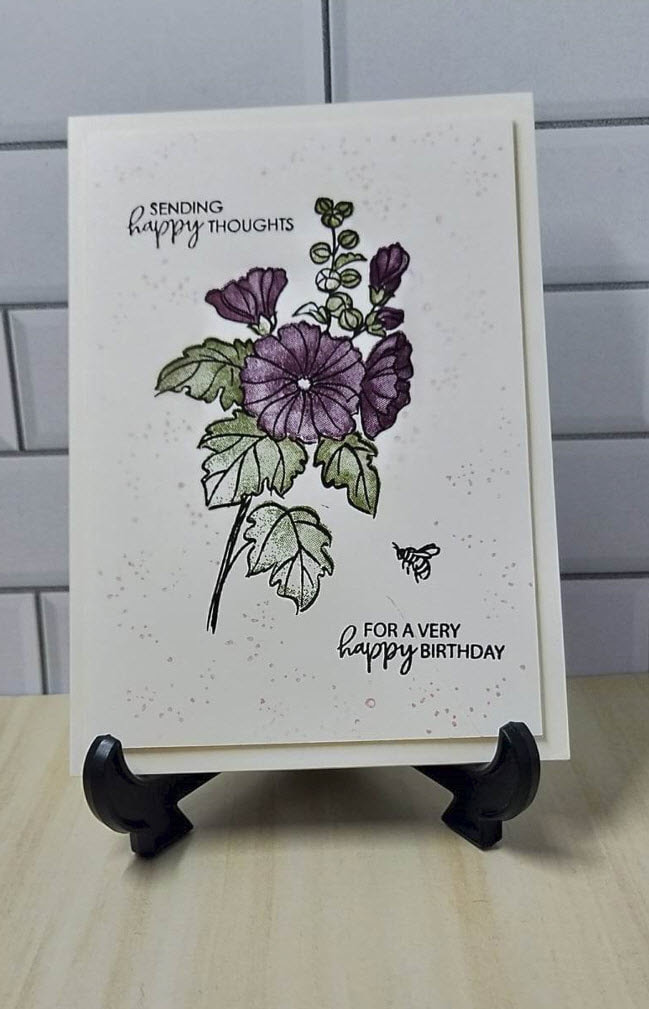Hand Stamped Floral Birthday Card